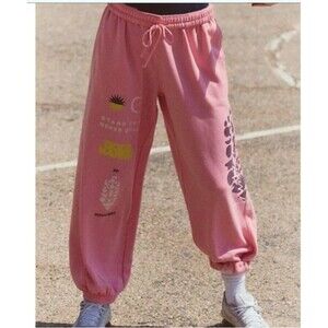 Free People FP Movement All Star Graphic Print Pants Smocked Mid-Rise L 286774